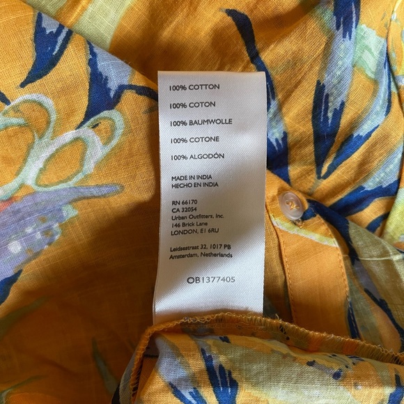 Maeve Anthropologie Puff-Sleeved Tropical Button down blouse top - Picture 5 of 6